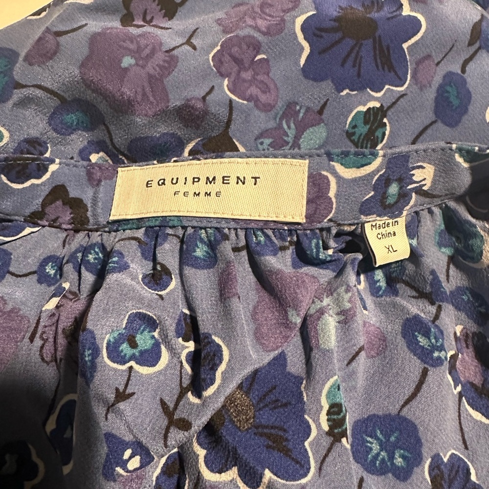 Equipment Blue Floral Silk Blouse - Picture 6 of 6